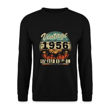 Jahrgang 1956 Vintage Geburtstag Best of 1956 - Unisex Pullover - Schwarz - Vorne - Alina (178cm) & Michal (187cm)
