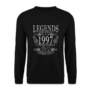Legende 1997 Geburtstag Geburtsjahr 1997 Männer - Unisex Pullover - Schwarz - Vorne - Alina (178cm) & Michal (187cm)