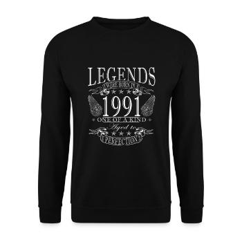 Legende 1991 Geburtstag Geschenkidee - Unisex Pullover - Schwarz - Vorne - Alina (178cm) & Michal (187cm)