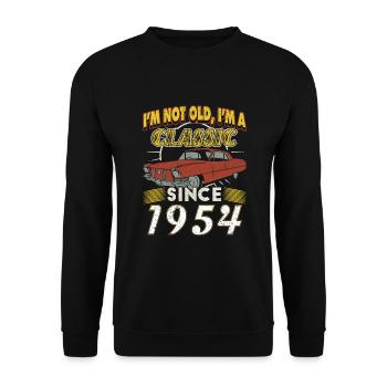 Cadeau d’anniversaire Vintage Vintage 1954 - Sweat-shirt Unisexe - noir - Devant - Alina (178cm) & Michal (187cm)