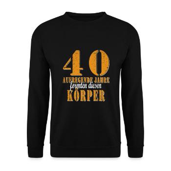 40 Jahre Geburtstag Geschenkidee - Unisex Pullover - Schwarz - Vorne - Alina (178cm) & Michal (187cm)