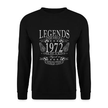Geburtsjahr 1972 Vintage Geburtstag Legende 1972 - Unisex Pullover - Schwarz - Vorne - Alina (178cm) & Michal (187cm)