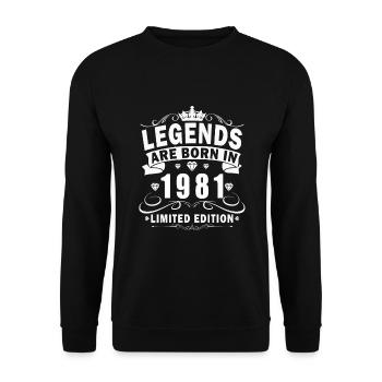 Legenden werden 1981 geboren - Unisex Pullover - Schwarz - Vorne - Alina (178cm) & Michal (187cm)