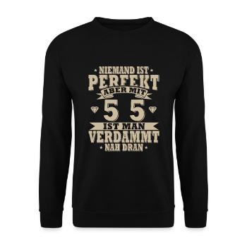 55. Geburtstag 55 Jahre 1969 Jahrgang Geschenk - Unisex Pullover - Schwarz - Vorne - Alina (178cm) & Michal (187cm)