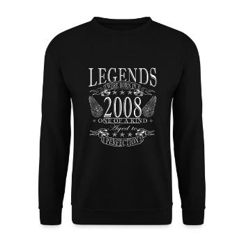 Légendes 2008 Né Cadeau Millésime 2008 - Sweat-shirt Unisexe - noir - Devant - Alina (178cm) & Michal (187cm)