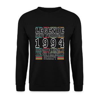 Legenden wurden im Februar 1994 geboren - Unisex Pullover - Schwarz - Vorne - Alina (178cm) & Michal (187cm)