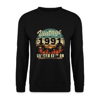 Retro 1991 Vintage Geschenk 33. Geburtstag 33 Jahr - Unisex Pullover - Schwarz - Vorne - Alina (178cm) & Michal (187cm)