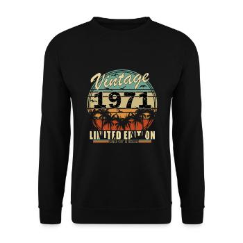 1971 - Fantastisch seit 1971 - Jahrgang 1971 - Unisex Pullover - Schwarz - Vorne - Alina (178cm) & Michal (187cm)