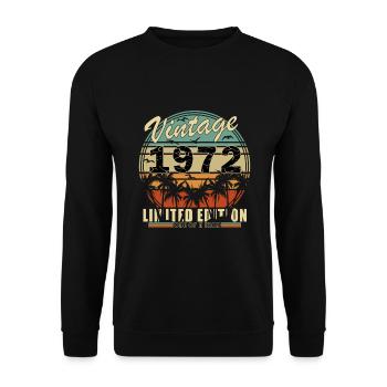 Baujahr 1972 - Jahrgang 1972 - Unisex Pullover - Schwarz - Vorne - Alina (178cm) & Michal (187cm)