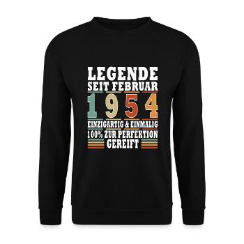 Februar 1954 Jubiläum 1954 Legenden Februar - Unisex Pullover - Schwarz - Vorne - Alina (178cm) & Michal (187cm)