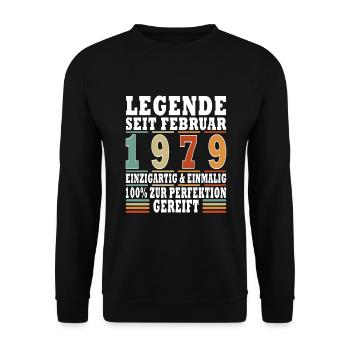 Februar 1979 Jubiläum 1979 Legenden Februar - Unisex Pullover - Schwarz - Vorne - Alina (178cm) & Michal (187cm)