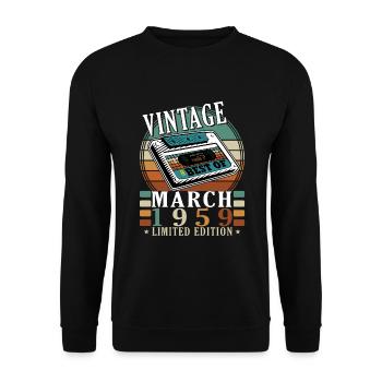 März 1959| Jahrgang 1959 | geboren im März - Unisex Pullover - Schwarz - Vorne - Alina (178cm) & Michal (187cm)
