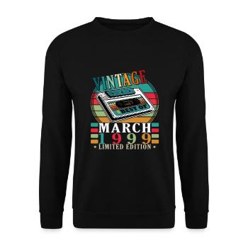 März 1999 Jubiläumsgeschenk. März 1999. März - Unisex Pullover - Schwarz - Vorne - Alina (178cm) & Michal (187cm)