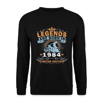 1984 Vintage anniversaire motard moto cadeau - Sweat-shirt Unisexe - noir - Devant - Alina (178cm) & Michal (187cm)