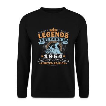 Motorcycle Year 1954 Biker 70 Years Anniversary - Unisex Sweatshirt - black - Front - Alina (178cm) & Michal (187cm)