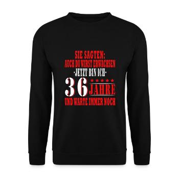 36 JAHREN - Unisex Pullover - Schwarz - Vorne - Alina (178cm) & Michal (187cm)