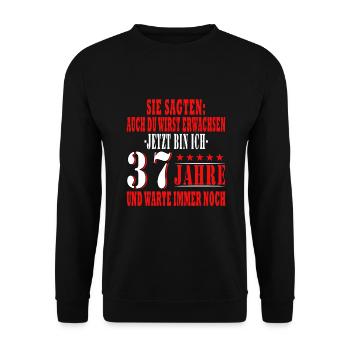 37 Jahre Geburtstagsgeschenk 37 Jahre - Unisex Pullover - Schwarz - Vorne - Alina (178cm) & Michal (187cm)