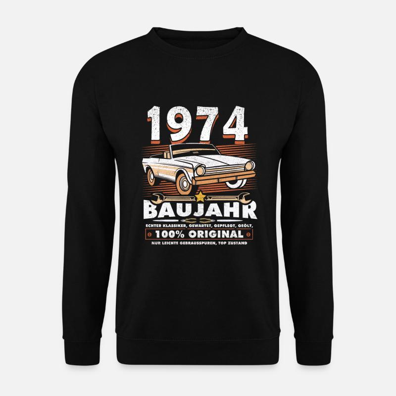 Oldtimer Baujahr Jahrgang 1974 Geburtstag Geschenk - Unisex Pullover - Schwarz