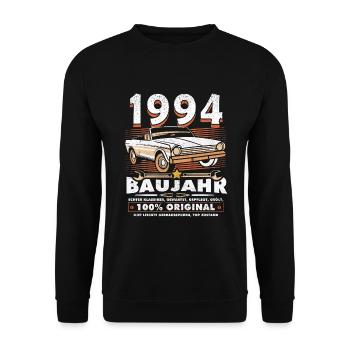 Oldtimer 1994 Baujahr Jahrgang Geburtstag Geschenk - Unisex Pullover - Schwarz - Vorne - Alina (178cm) & Michal (187cm)