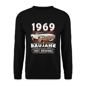 Oldtimer Baujahr 1969 Jahrgang Geburtstag Geschenk - Unisex Pullover - Schwarz - Vorne - Alina (178cm) & Michal (187cm)