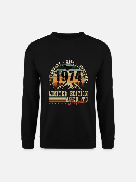 1974 Vintage Vintage Birthday Gift Retro - Unisex Sweatshirt - black