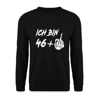 47. Geburtstag 46 + Mittelfinger 47 Jahre - Unisex Pullover - Schwarz - Vorne - Alina (178cm) & Michal (187cm)