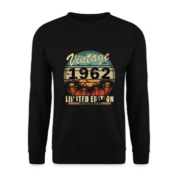 Jahrgang 1962 Geburtstag - 1962 Retro Geschenkidee - Unisex Pullover - Schwarz - Vorne - Alina (178cm) & Michal (187cm)