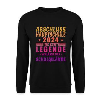 Abschluss Hauptschule 2024 - Legende Schulgelände - Unisex Pullover - Schwarz - Vorne - Alina (178cm) & Michal (187cm)