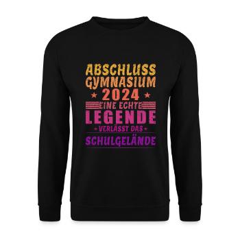 Abi 2024 Legende Abschluss Gymnasium Abitur 2024 - Unisex Pullover - Schwarz - Vorne - Alina (178cm) & Michal (187cm)