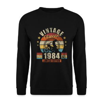 Vintage moto 1984 rétro cadeau d’anniversaire - Sweat-shirt Unisexe - noir - Devant - Alina (178cm) & Michal (187cm)