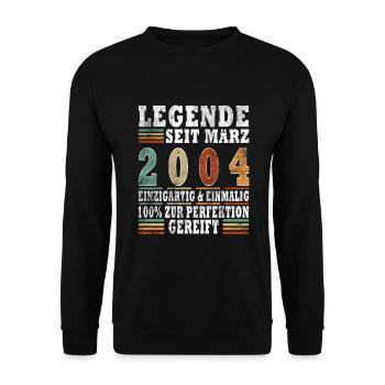 März 2004 Jubiläum 2004 Legenden März - Unisex Pullover - Schwarz - Vorne - Alina (178cm) & Michal (187cm)