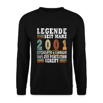 März 2001 Jubiläum 2001 Legenden März - Unisex Pullover - Schwarz - Vorne - Alina (178cm) & Michal (187cm)