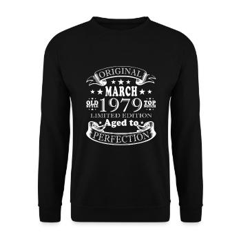 Mars 1979 cadeau d’anniversaire. Mars 1979. - Sweat-shirt Unisexe - noir - Devant - Alina (178cm) & Michal (187cm)