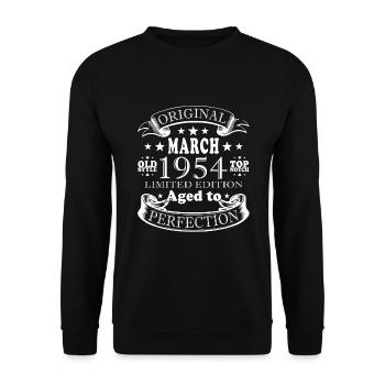 Cadeau d’anniversaire mars 1954. Mars 1954. - Sweat-shirt Unisexe - noir - Devant - Alina (178cm) & Michal (187cm)