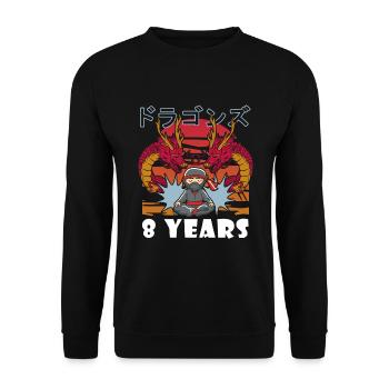 8th Birthday Ninja 8 Years Ninja Costume Gift - Unisex Sweatshirt - black - Front - Alina (178cm) & Michal (187cm)