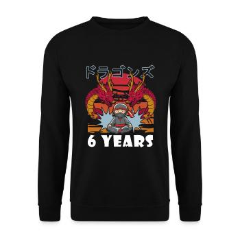 6th Birthday Ninja Boy 6 Year Old Ninjas - Unisex Sweatshirt - black - Front - Alina (178cm) & Michal (187cm)