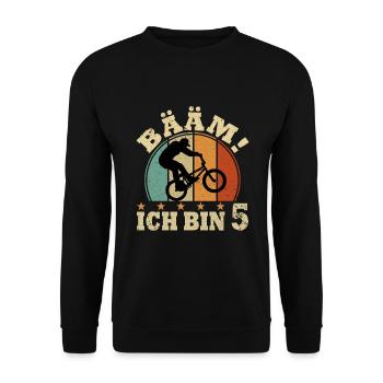 5. Geburtstag Bmx 5 Jahre Geschenk - Unisex Pullover - Schwarz - Vorne - Alina (178cm) & Michal (187cm)