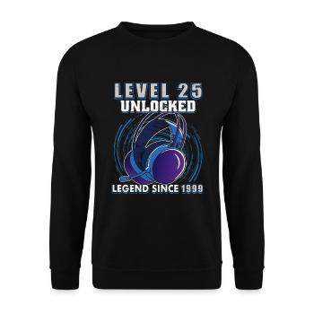 Level 25 Unlocked Legendary since 1999 - Unisex Sweatshirt - black - Front - Alina (178cm) & Michal (187cm)
