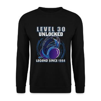 Level 30 Unlocked Legendary since 1994 - Unisex Sweatshirt - black - Front - Alina (178cm) & Michal (187cm)