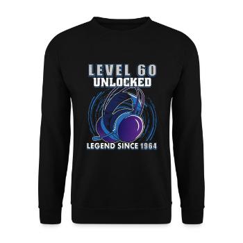 Level 60 Unlocked Legendary since 1964 - Unisex Sweatshirt - black - Front - Alina (178cm) & Michal (187cm)