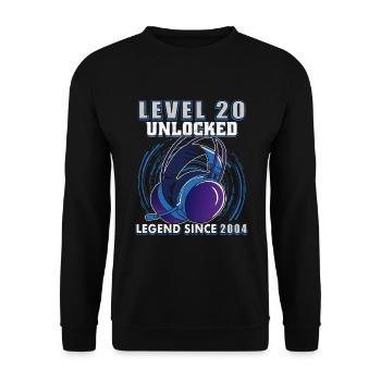 Level 20 Unlocked Legendary since 2004 - Unisex Sweatshirt - black - Front - Alina (178cm) & Michal (187cm)