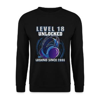 Level 18 Unlocked 2006, Birthday Gift - Unisex Sweatshirt - black - Front - Alina (178cm) & Michal (187cm)