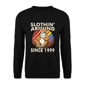 Faultier Geburtsjahr 1999 Geburtstag Jahrgang - Unisex Pullover - Schwarz - Vorne - Alina (178cm) & Michal (187cm)