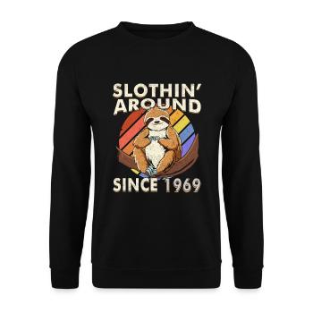 1969 anniversaire Vintage paresseux cadeau - Sweat-shirt Unisexe - noir - Devant - Alina (178cm) & Michal (187cm)