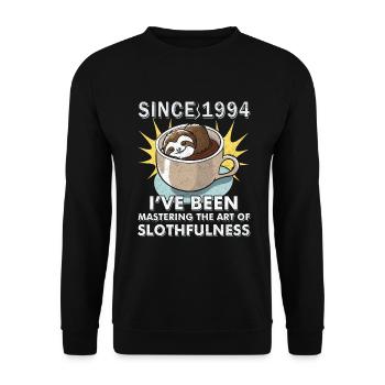 Sloth Year of Birth 1994 Birthday Vintage - Unisex Sweatshirt - black - Front - Alina (178cm) & Michal (187cm)