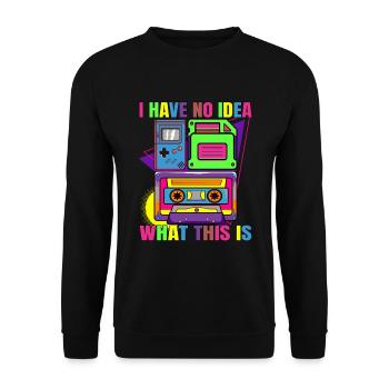 90s Kid Generation Game Boy - Unisex Pullover - Schwarz - Vorne - Alina (178cm) & Michal (187cm)