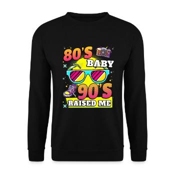 80 ' s bébé 90 ' s m’a élevé - 80 ' s kid 90 's kid - Sweat-shirt Unisexe - noir - Devant - Alina (178cm) & Michal (187cm)