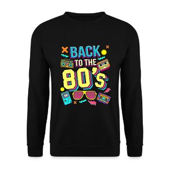 Back to the 80s Kasette Vintage & Retro Geschenk - Unisex Pullover - Schwarz - Vorne - Alina (178cm) & Michal (187cm)