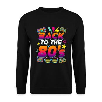 80s Disco 1980 Back to the 80s - Unisex Sweatshirt - black - Front - Alina (178cm) & Michal (187cm)
