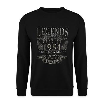 Legende 70 Jahre 1954 April 70 Jahre Jubiläum - Unisex Pullover - Schwarz - Vorne - Alina (178cm) & Michal (187cm)